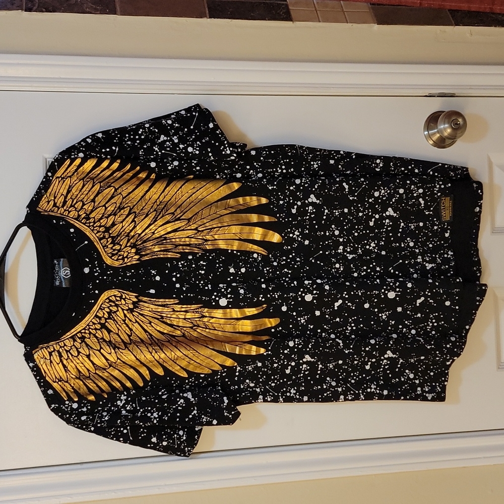T-shirt, black with golden wings, XL